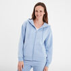 Sweat zippé à capuche bleu clair femme