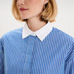Chemise oversize col contrast&eacute; bleu femme