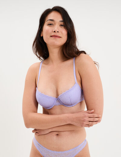 Soutien-gorge corbeille coques dentelle parme femme