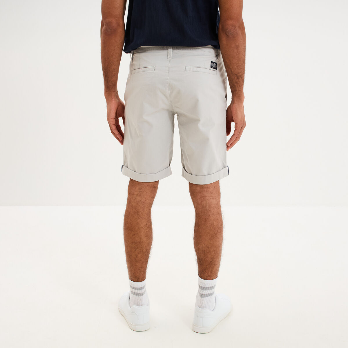 Bermuda short chino straight stretch gris clair homme