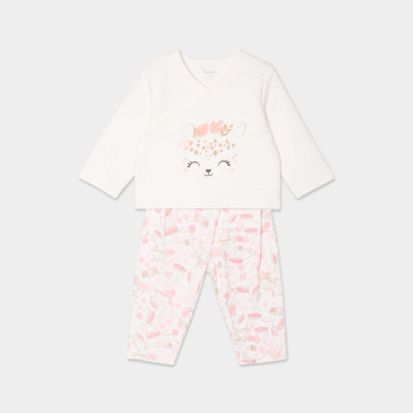Ensemble de naissance 2 pièces blanc bébé fille