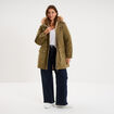 Parka d&eacute;perlante capuche fausse fourrure vert kaki femme grande taille