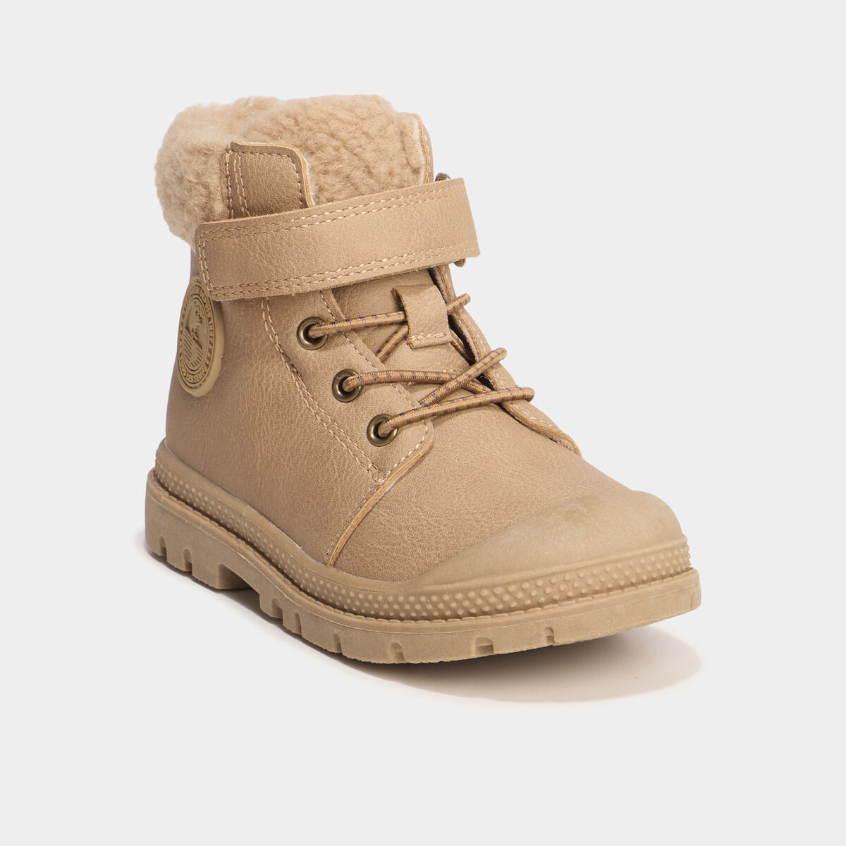 Boots crant&eacute;es doublure effet polaire marron gar&ccedil;on