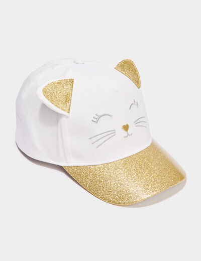 Casquette &agrave; paillettes coton couleur or fille