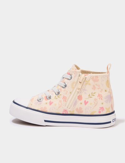 Tennis montantes en toile bout renforc&eacute; multicolore fille