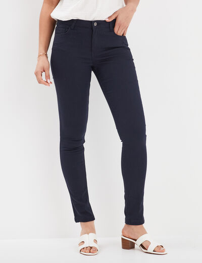 Pantalon slim taille standard bleu marine femme