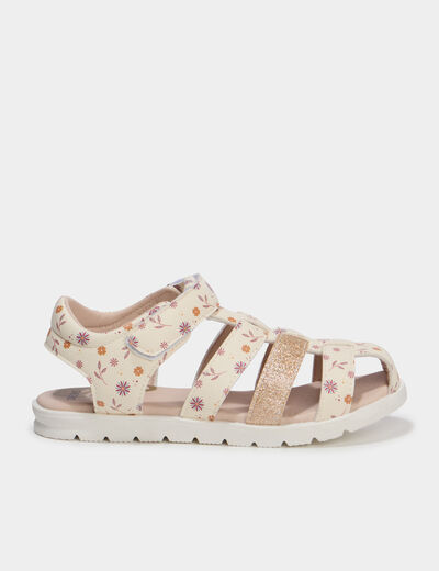 Sandales &agrave; scratchs avec semelle souple multicolore fille
