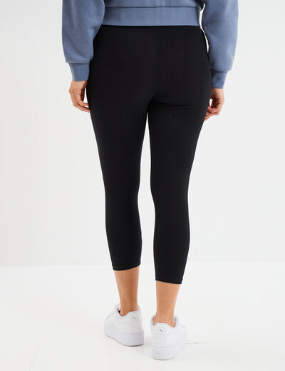 Legging 7/8 &egrave;me taille &eacute;lastiqu&eacute;e noir femme