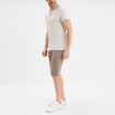 T-shirt col tunisien manches courtes gris clair homme