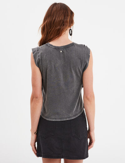 T-shirt manches volantées Liberto noir femme