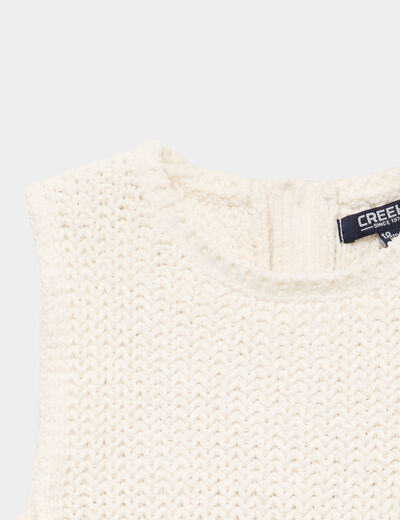 Pull sans manches nou&eacute; blanc b&eacute;b&eacute; fille