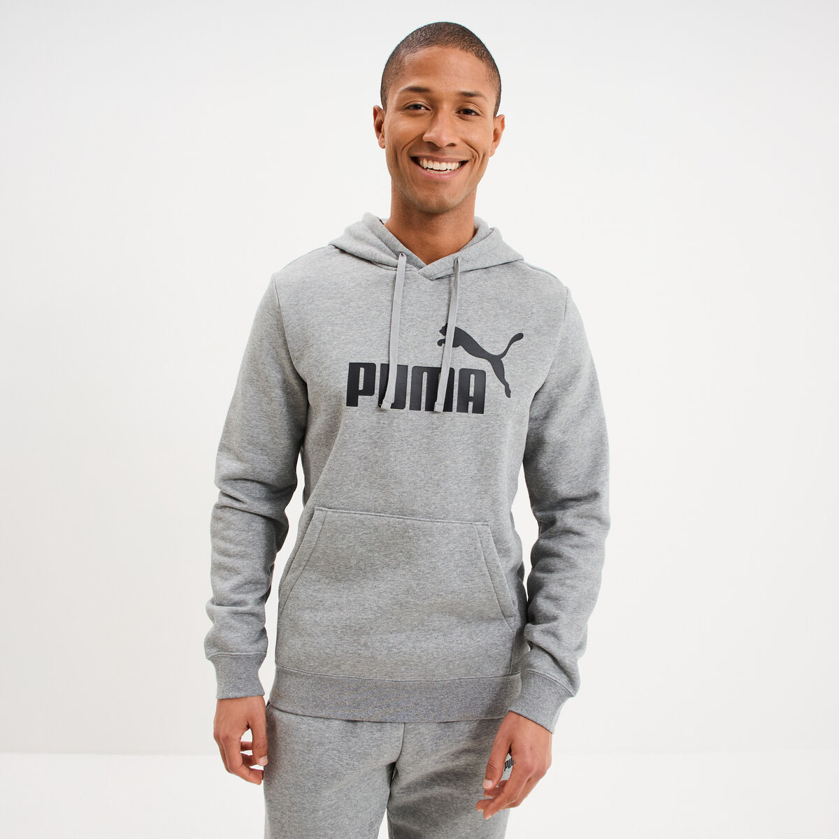 Sweat hoodie &agrave; capuche molleton Puma gris homme