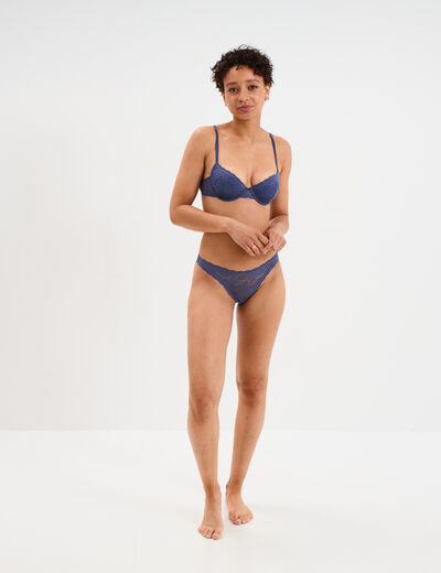 Soutien-gorge corbeille paddé dentelle bleu gris femme