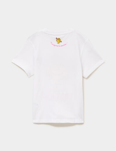 T-shirt coton madame bonheur blanc fille
