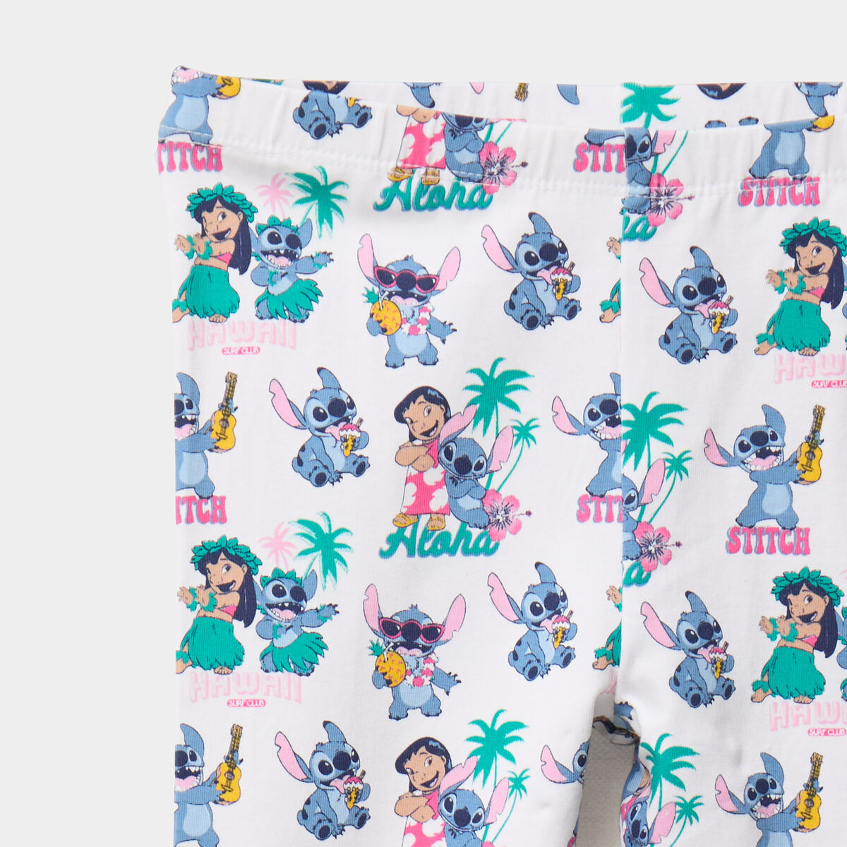 Legging corsaire coton Stitch blanc fille