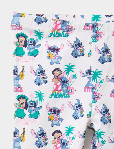 Legging corsaire coton Stitch blanc fille