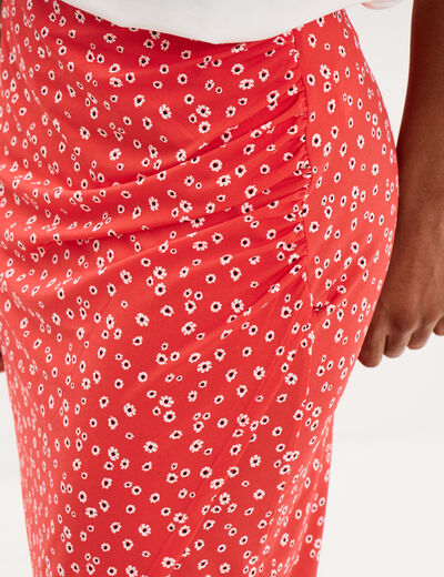 Jupe longue portefeuille rouge coquelicot femme