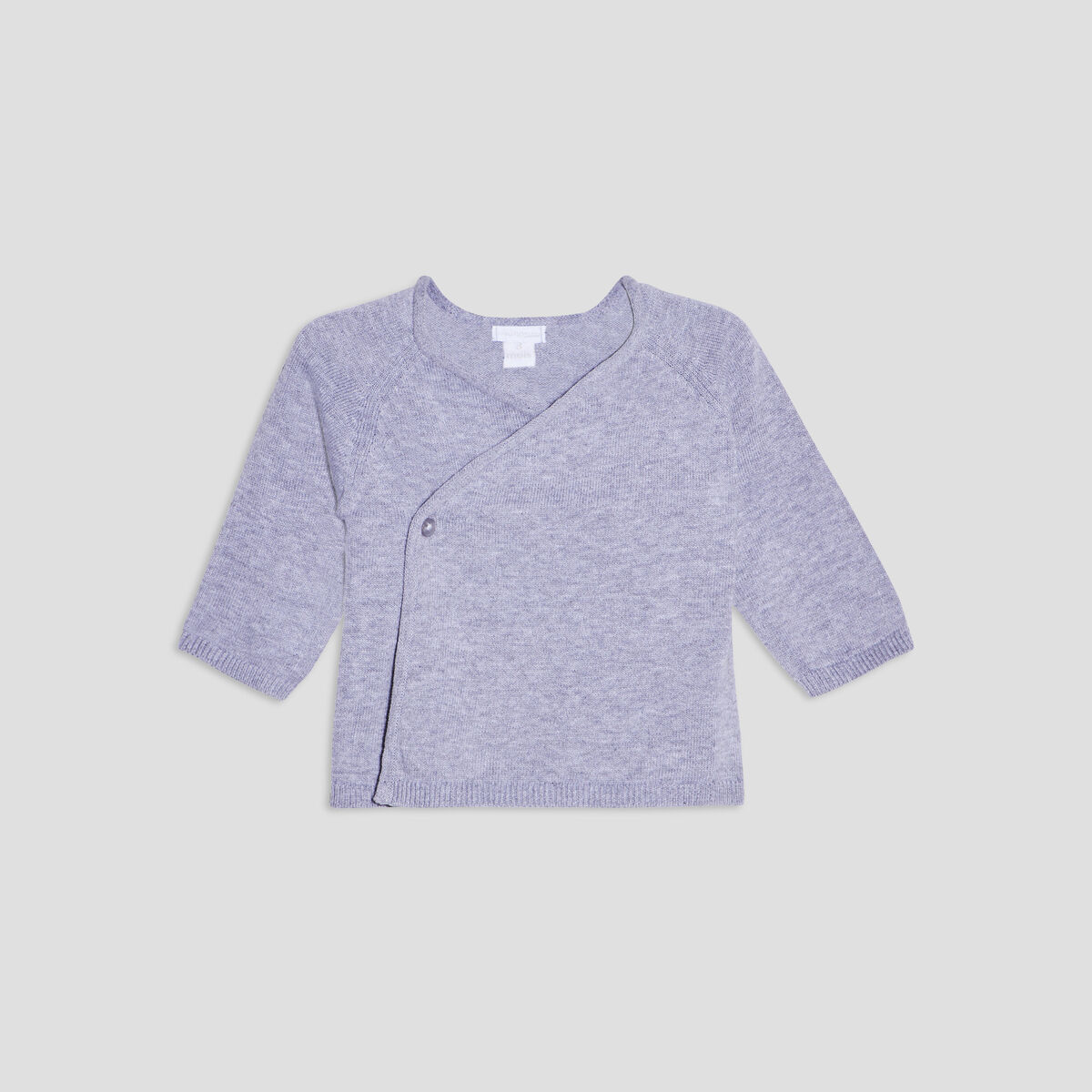 Gilet coton col cache-coeur gris bébé garçon