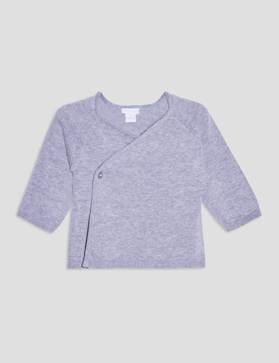 Gilet coton col cache-coeur gris bébé garçon