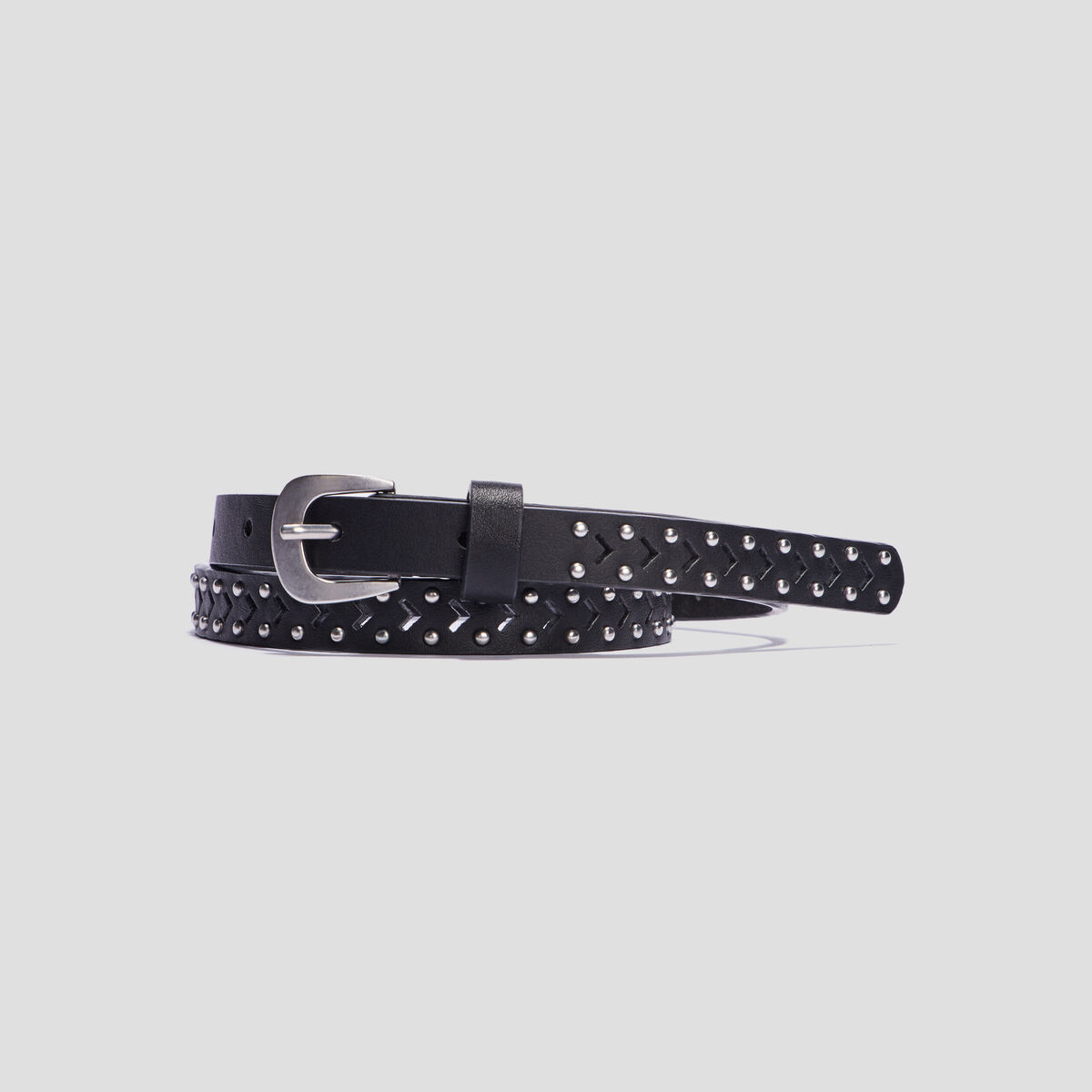 Ceinture perforée à clous noir mixte