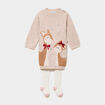 Ensemble robe tricot et collants beige b&eacute;b&eacute; fille