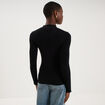 Pull ajust&eacute; c&ocirc;tel&eacute; col montant noir femme