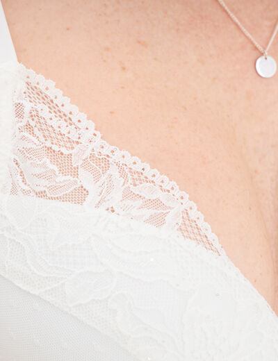 Soutien-gorge triangle paddé dentelle blanc femme