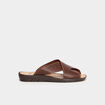 Mules brides croisées en cuir marron homme