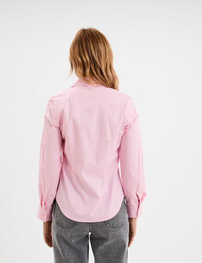 Chemise cintr&eacute;e manches longues rose clair femme