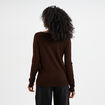 Pull col en V manches longues marron foncé femme