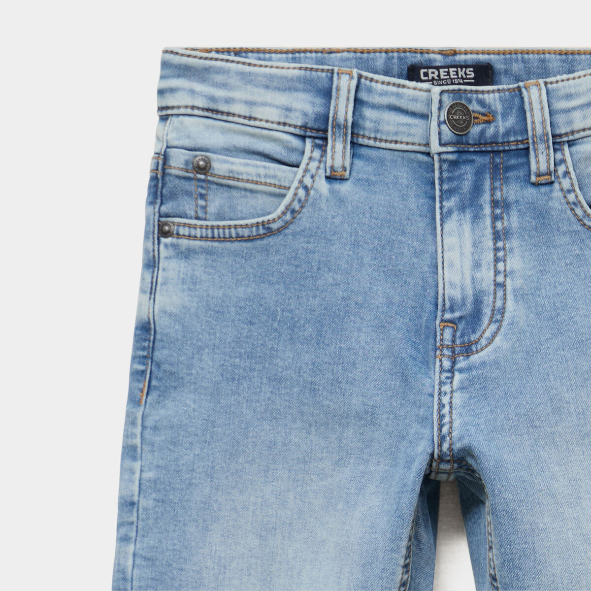Jeans regular stretch 5 poches denim double stone gar&ccedil;on