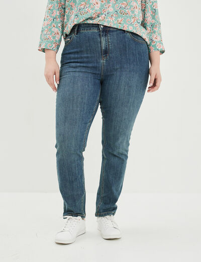 Jeans slim taille haute 5 poches denim dirty femme grande taille
