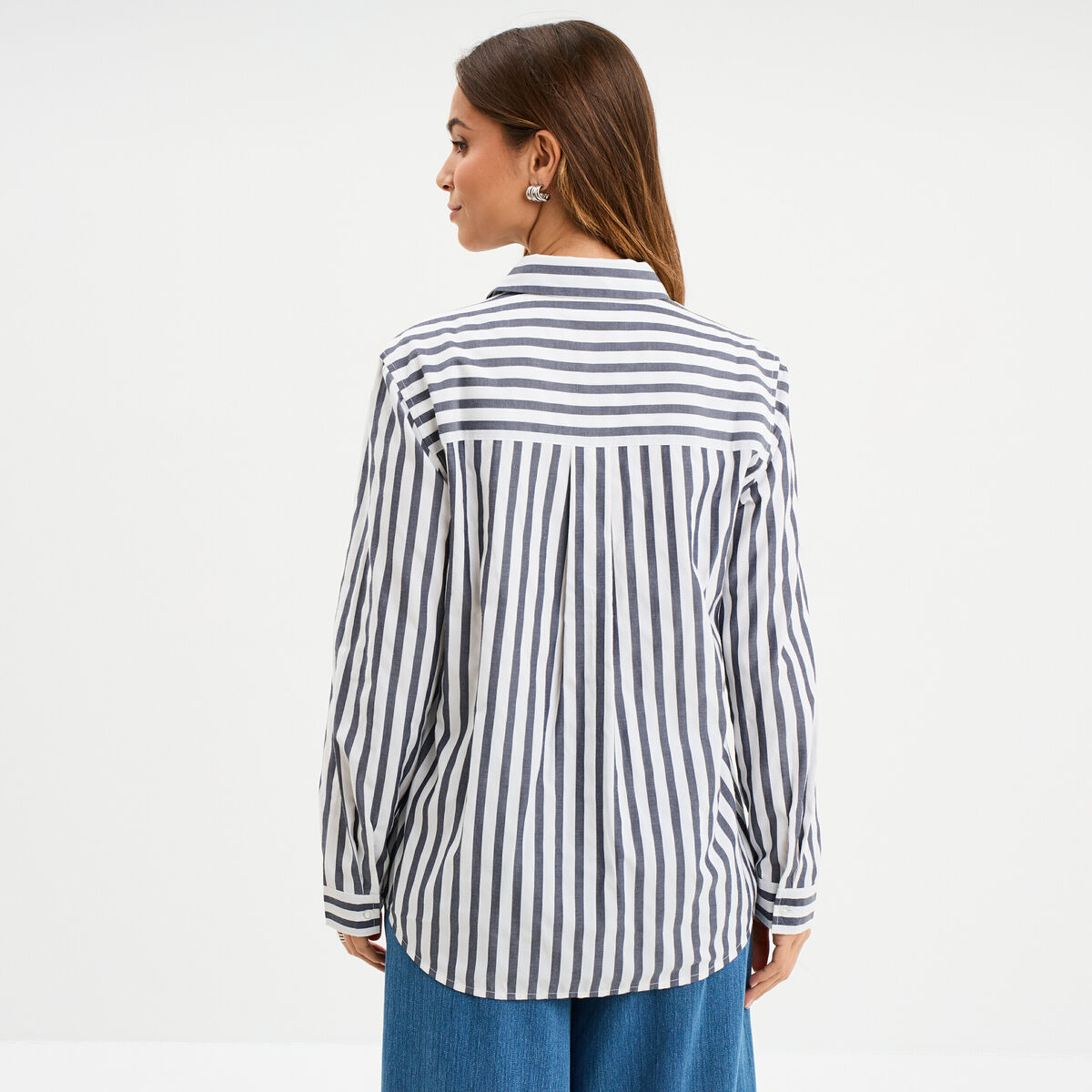 Chemise manches longues bleu marine femme