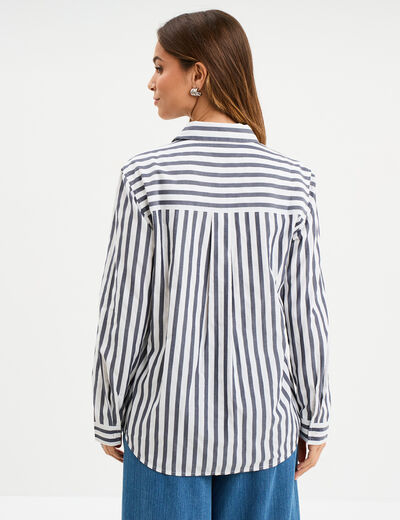 Chemise manches longues bleu marine femme