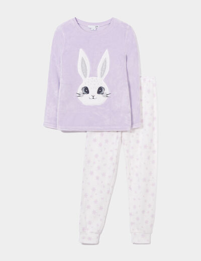 Ensemble pyjama 2 pièces effet polaire violet clair fille