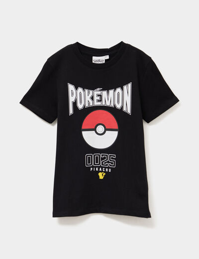 T-shirt manches courtes coton Pokémon noir garçon
