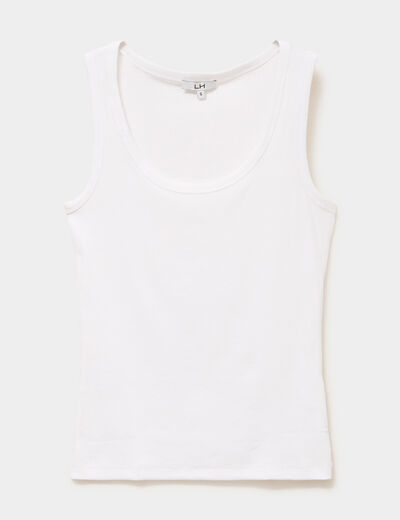 D&eacute;bardeur ajust&eacute; col rond coton blanc femme