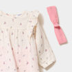 Ensemble blouse legging bandeau coton rose b&eacute;b&eacute; fille