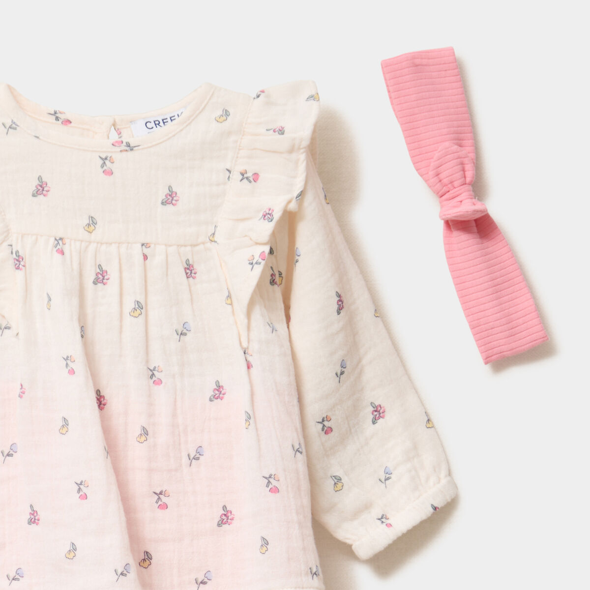 Ensemble blouse legging bandeau coton rose b&eacute;b&eacute; fille