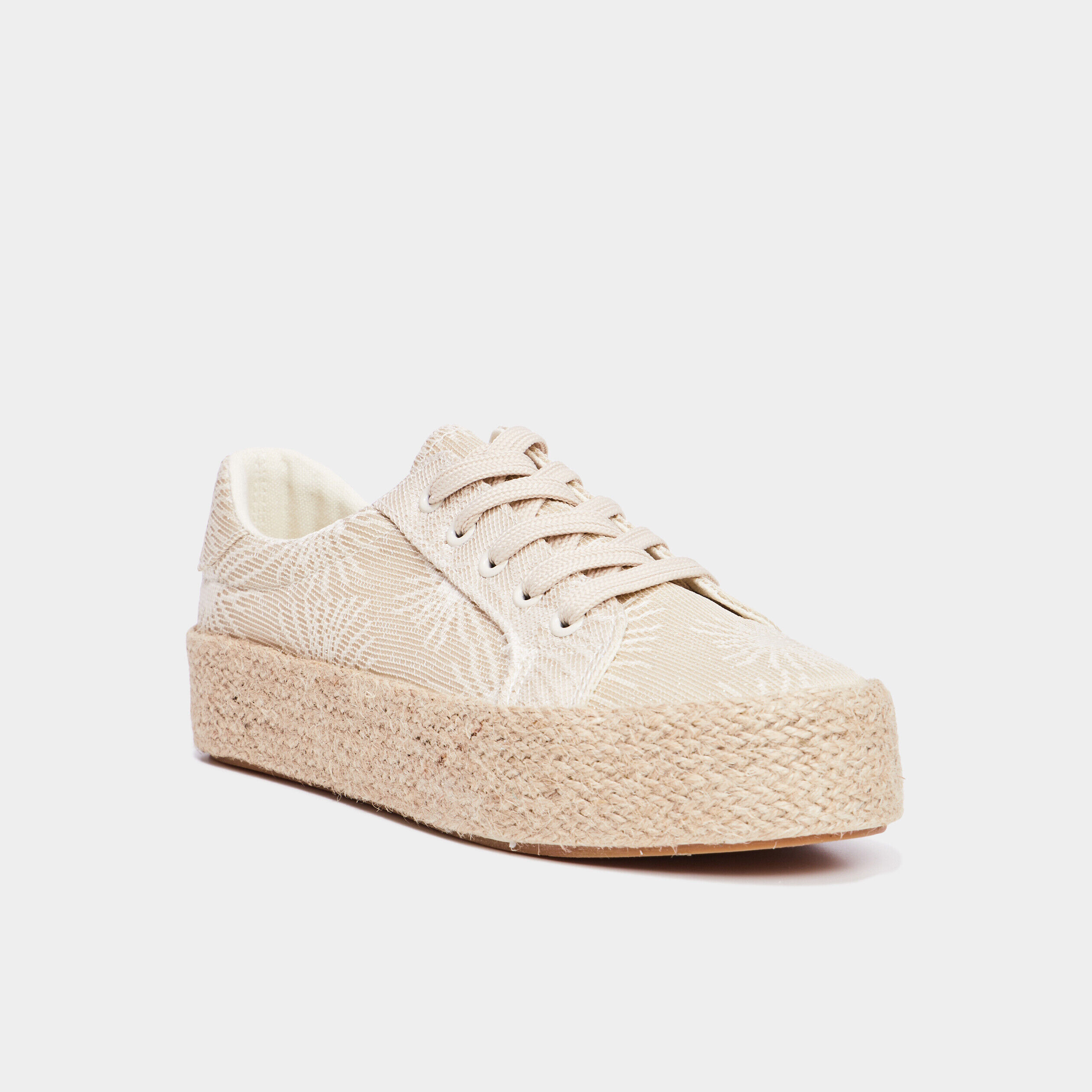 Tennis en toile à lacets sable femme LH