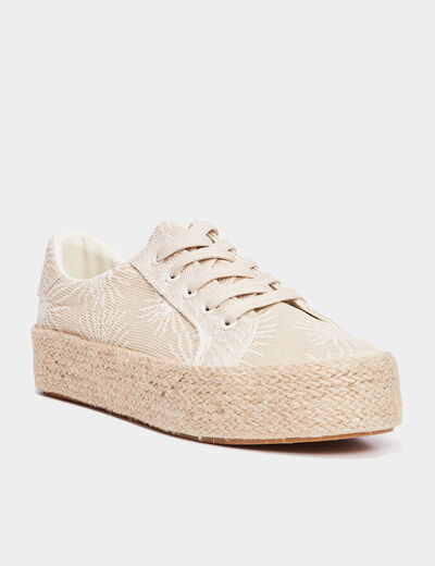 Tennis en toile à lacets sable femme