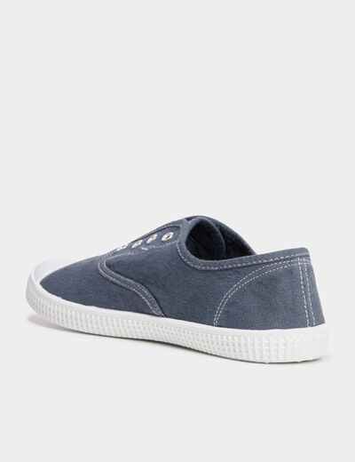 Tennis basses en toile enfilage facile bleu marine femme