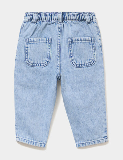 Jean brod&eacute; devant taille ajustable denim double stone b&eacute;b&eacute; fille