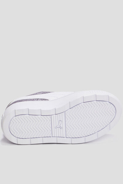 Tennis à lacets pailletées Puma Karme,n gris argent fille