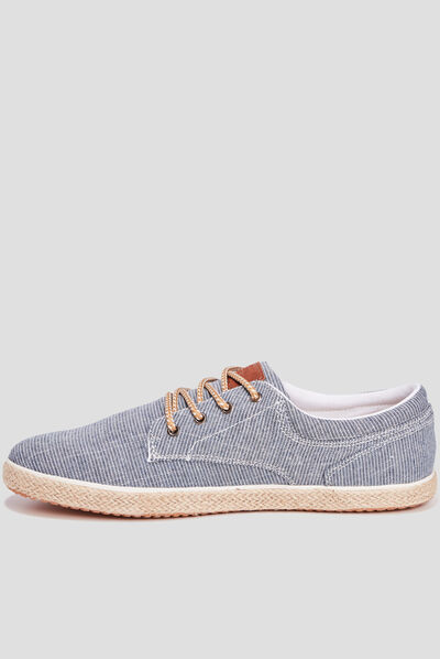 Tennis derbies en toile à lacets bleu homme