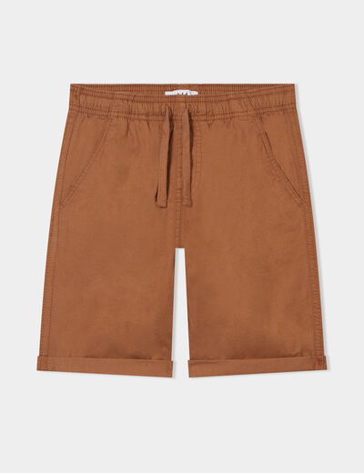 Short droit taille élastiquée à coulisse marron garçon