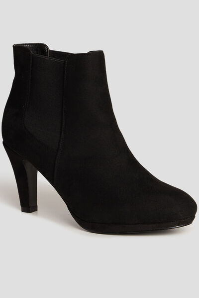 Bottines élastiquées à talons noir femme