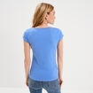 T-shirt col V ajust&eacute; manches courtes bleu electrique femme