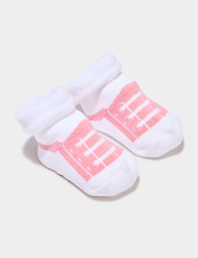 Chaussettes bottons coton majoritaire rose b&eacute;b&eacute; fille