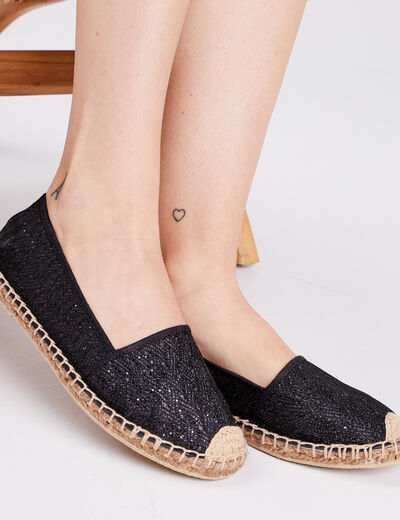 Espadrilles à sequins noir femme